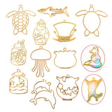Sea Organism Shape Metal Frame Pendant Bezel Setting UV Resin Charm