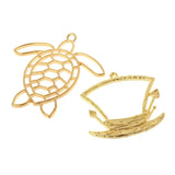 Sea Organism Shape Metal Frame Pendant Bezel Setting UV Resin Charm