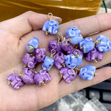 11x14mm Purple Ceramic Elephant Charms Lot