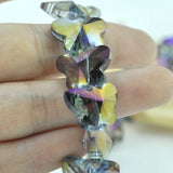 100pcs/lot Butterfly Half Purple Plated Flat Glass Crystal Beads
