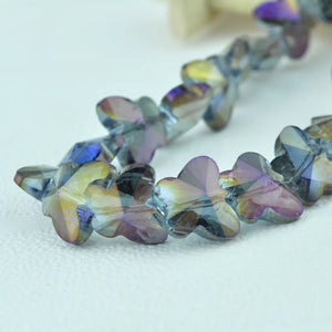 100pcs/lot Butterfly Half Purple Plated Flat Glass Crystal Beads