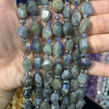 Labradorite Stone Beads 15'' Gray Irregular DIY Loose Beads