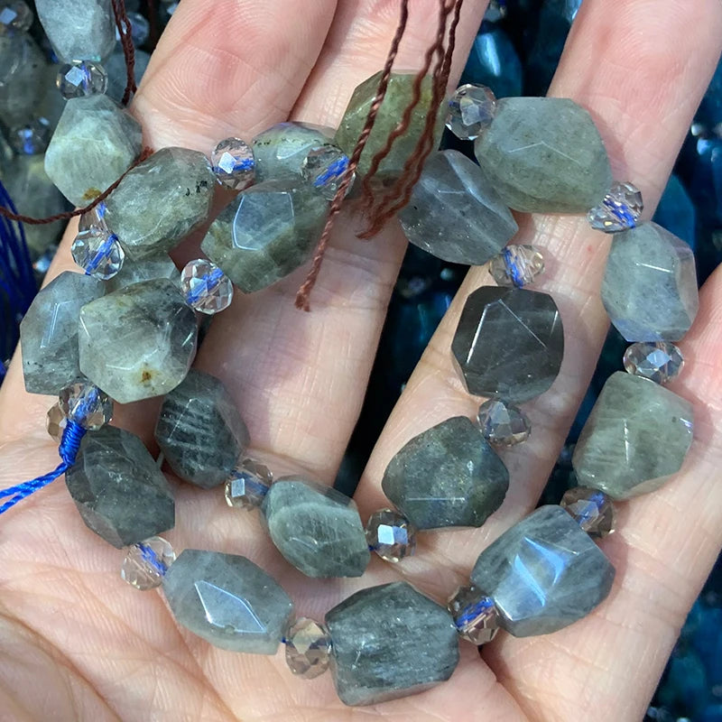 Labradorite Stone Beads 15'' Gray Irregular DIY Loose Beads