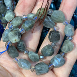 Labradorite Stone Beads 15'' Gray Irregular DIY Loose Beads