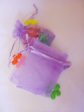 100 Light Purple Organza Bags Drawstring Pouch for Gift Packaging