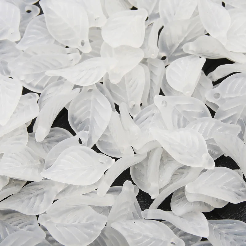 11x18mm Leaf Shape Acrylic Charm Beads Matte Spacer Beads DIY Kids Jewelry