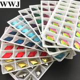 11x19mm Glass Crystal Rhombus Sew On Stone AB Siam Red Beads