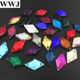 11x19mm Glass Crystal Rhombus Sew On Stone AB Siam Red Beads