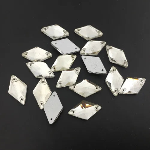 11x19mm Glass Crystal Rhombus Sew On Stone AB Siam Red Beads