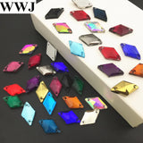 11x19mm Glass Crystal Rhombus Sew On Stone AB Siam Red Beads