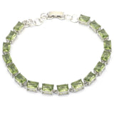 Pink Tourmaline Green Amethyst Silver Bracelet 6.5-8.5inch