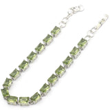 Pink Tourmaline Green Amethyst Silver Bracelet 6.5-8.5inch
