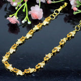 Golden Citrine CZ Silver Bracelet 7-9inch