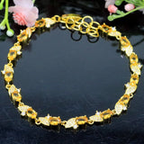 Golden Citrine CZ Silver Bracelet 7-9inch