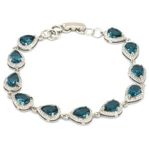 Green Peridot Tourmaline Tanzanite CZ Silver Bracelet