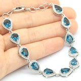 Green Peridot Tourmaline Tanzanite CZ Silver Bracelet