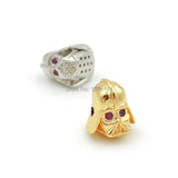 Micro Pave Red CZ Knight Head Beads for DIY Bracelets or Necklaces