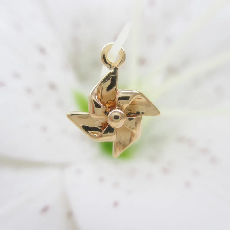 12Pcs Windmill Copper Beads Charms Pendants Jewelry Findings Accessories
