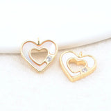 14K Brass Zircon Shell Heart Charm Pendant Necklace Earrings Jewelry Making