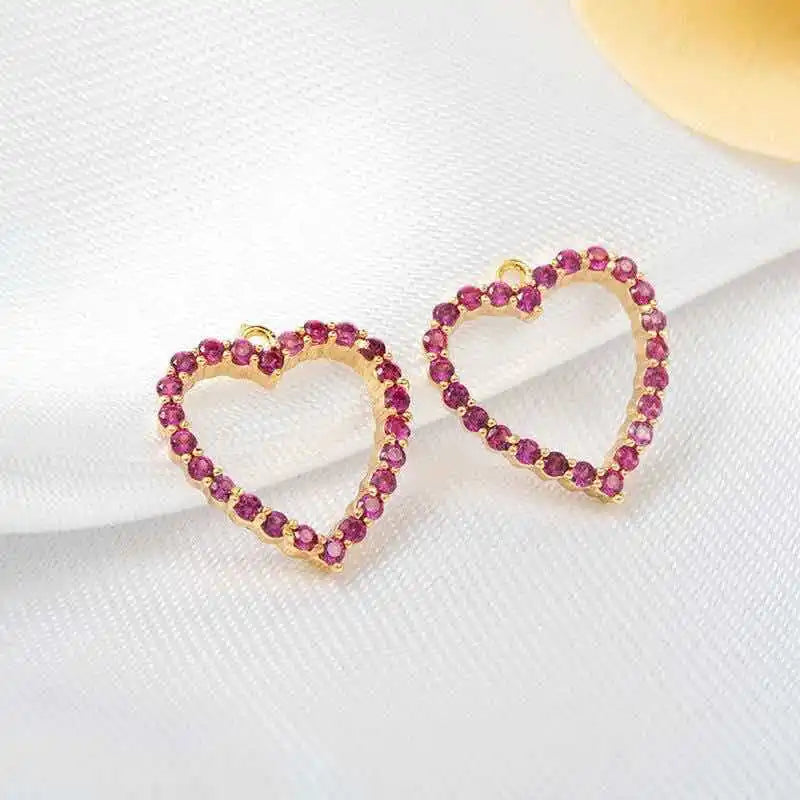 12*13MM Copper Zircon Red Heart Pendants DIY Jewelry Making