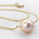 Baroque Freshwater Pearl Necklace 18 Inches Flawless Chain Aurora Gift Women