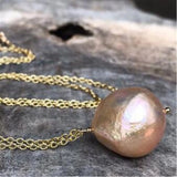 Baroque Freshwater Pearl Necklace 18 Inches Flawless Chain Aurora Gift Women