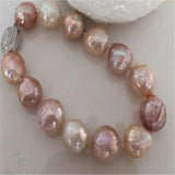 Baroque Multicolor Pearl Bracelet 7.5inch Silver Buckle Real Wedding Gift