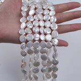 12-13mm Natural Freshwater Pearl Coin Shape Flat Bead Strand