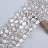 12-13mm Natural Freshwater Pearl Coin Shape Flat Bead Strand
