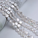 12-13mm Natural Freshwater Pearl Coin Shape Flat Bead Strand