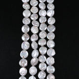 12-13mm Natural Freshwater Pearl Coin Shape Flat Bead Strand