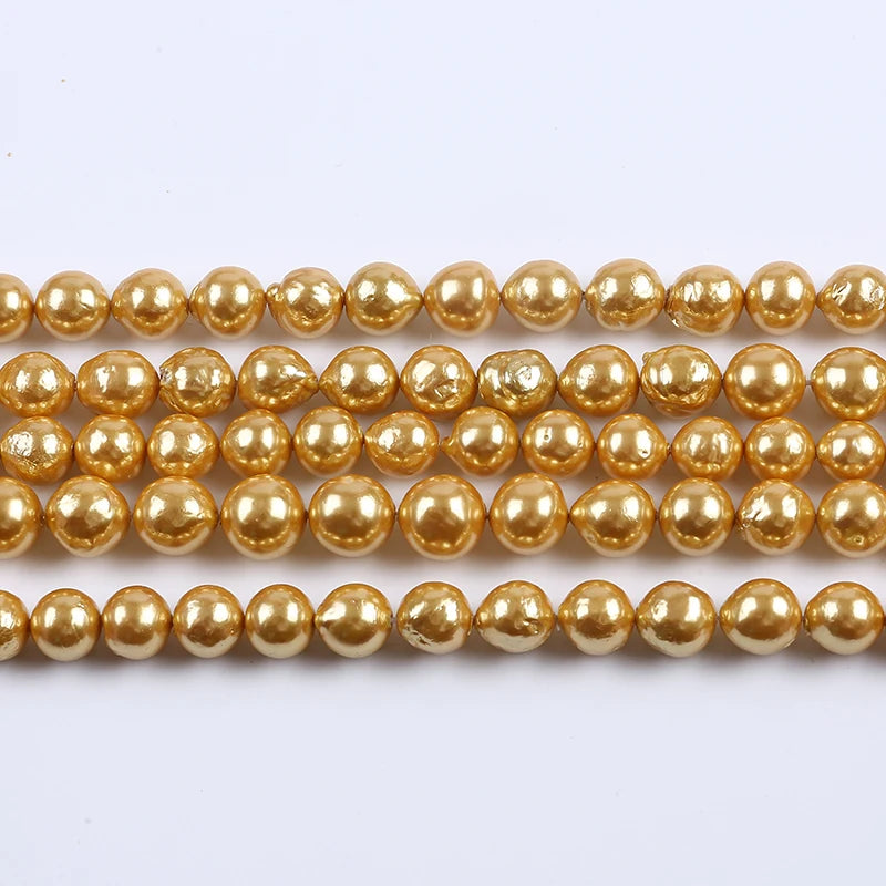 12-13mm Golden Natural Freshwater Pearl South Sea Pearl Dyed Beads for Necklace