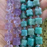 12-13mm Amethyst Amazonite Mixed Stone Beads 15'' Ice Cube DIY Loose Beads
