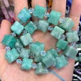 12-13mm Amethyst Amazonite Mixed Stone Beads 15'' Ice Cube DIY Loose Beads