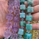 12-13mm Amethyst Amazonite Stone Beads 15'' Ice Cube DIY Loose Beads