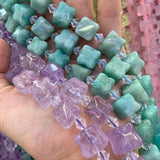12-13mm Amethyst Amazonite Stone Beads 15'' Ice Cube DIY Loose Beads