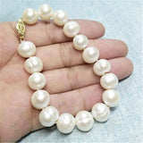 12-13mm Natural Pearl Freshwater Baroque Bracelet Women Jewelry Gift