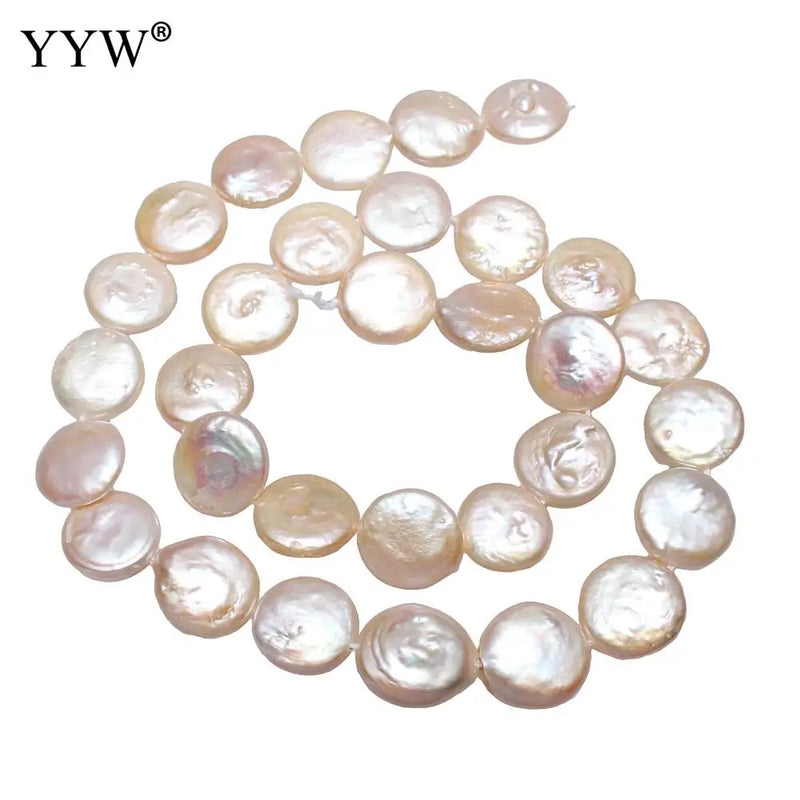12-13mm Cultured Freshwater Pearl Beads Flat Round Natural Pearl for DIY Jewelry