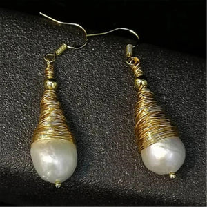 Baroque Pearl Earrings 18k Hook Wedding Jewelry