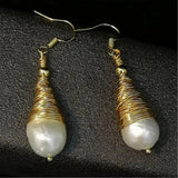Baroque Pearl Earrings 18k Hook Wedding Jewelry