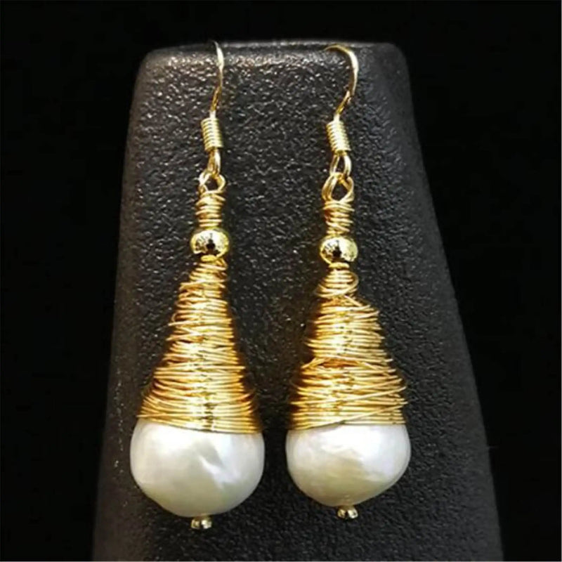 Baroque Pearl Earrings 18k Hook Wedding Jewelry