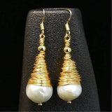 Baroque Pearl Earrings 18k Hook Wedding Jewelry
