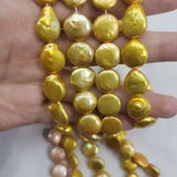 12-13mm Coin Pearl Freshwater Pearl Necklace DIY Colors Button Shape