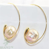 12-13mm Baroque Pearl Earrings 18k Wedding Jewelry Dangler