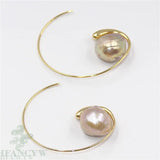 12-13mm Baroque Pearl Earrings 18k Wedding Jewelry Dangler