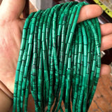 Tube Column Green Malachite Beads 15'' for Jewelry Making Bracelets