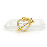 Micro Pave Clear CZ Heart Of Arrow Charm for DIY Bracelets or Necklaces