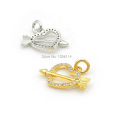 Micro Pave Clear CZ Heart Of Arrow Charm for DIY Bracelets or Necklaces