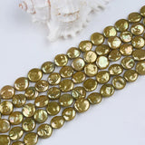 12-14mm Natural Freshwater Coin Shape Pearl Strands