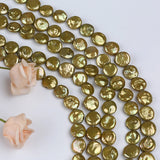 12-14mm Natural Freshwater Coin Shape Pearl Strands